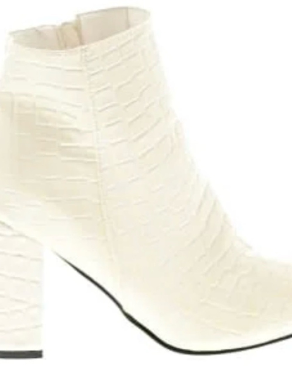 Nasty Gal Cream Croc-Embossed Block Heel Ankle Boots